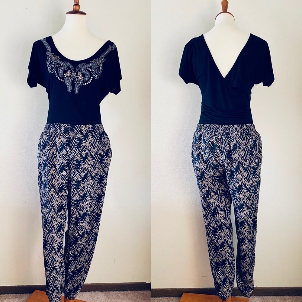 Daytrip Black and Tan Print Jogger Pant
